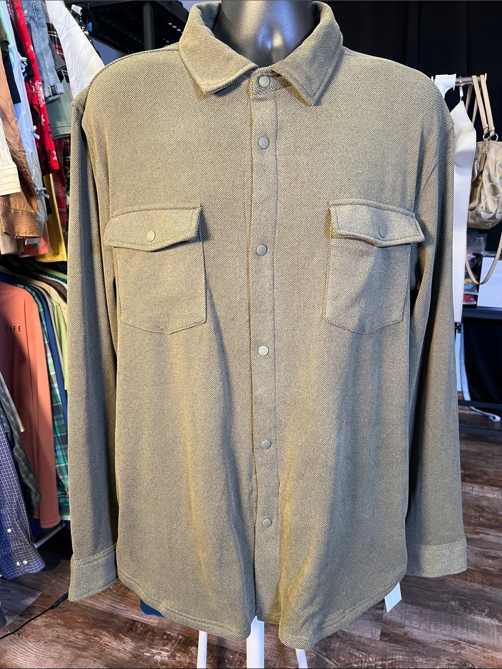 Quiksilver Men's Olive Button-Front Shirt Jacket